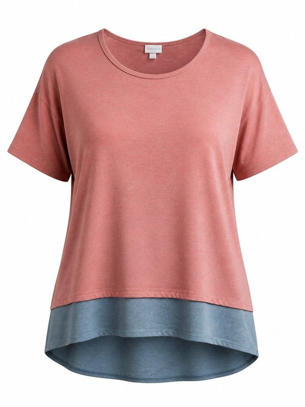 LuLaRoe T-Shirt Light Red High Low Scoop Neck Short Sleeve Womens Size XL